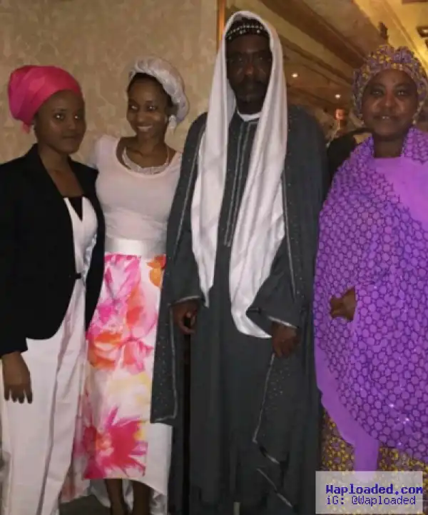 Photo of Emir of Kano, his wife and their daughters